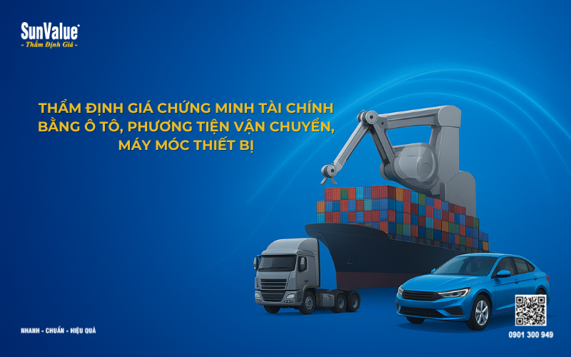Thẩm định giá chứng minh tài chính bằng ô tô, máy móc thiết bị